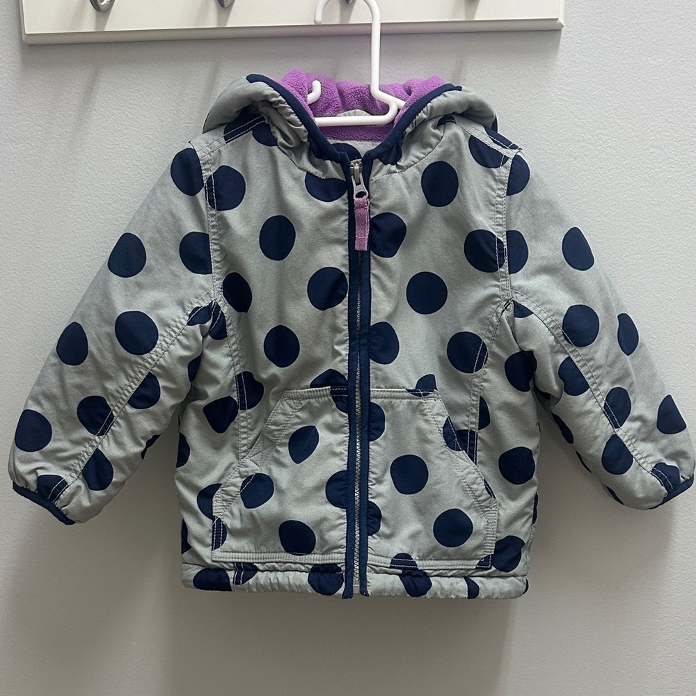 Mini Boden Navy Polka Dot Fleece Jacket